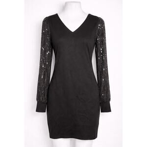 Jingle‎ Belles by Kim Gravel Sequin Sleeve V Neck Dress Womens XXSP